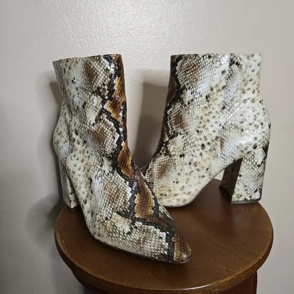 Charles David Virgie Snake Print Heeled Ankle Boots