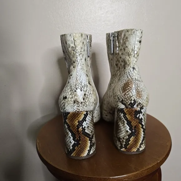 Charles David Virgie Snake Print Heeled Ankle Boots