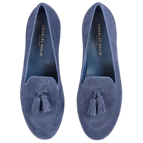 Charles Philip Blue Calfskin Men's Loafer