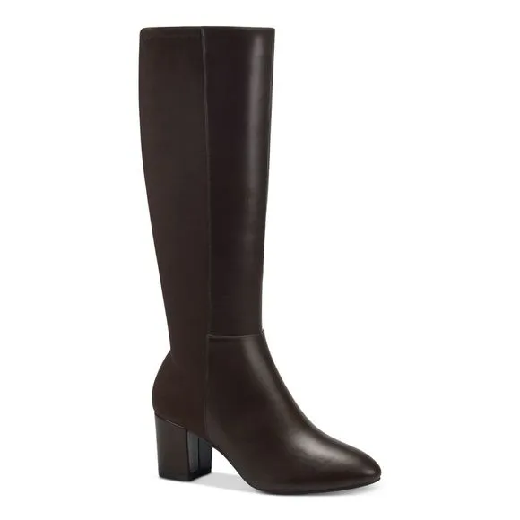 CHARTER CLUB Womens Brown Comfort Sacaria Almond Toe Block Heel Boots 10 M