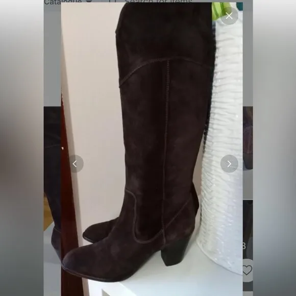 Chic Brown Heeled Suede Boots