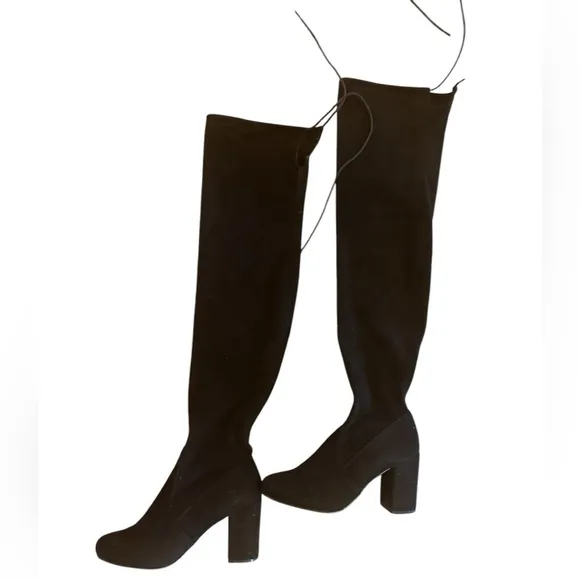 Chinese Laundry Kiara Black Suedette Over the Knee Heeled Boots