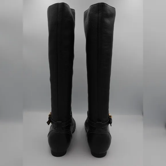 CHLOÉ Black Leather Tall Boots with Flat Heel, size 38