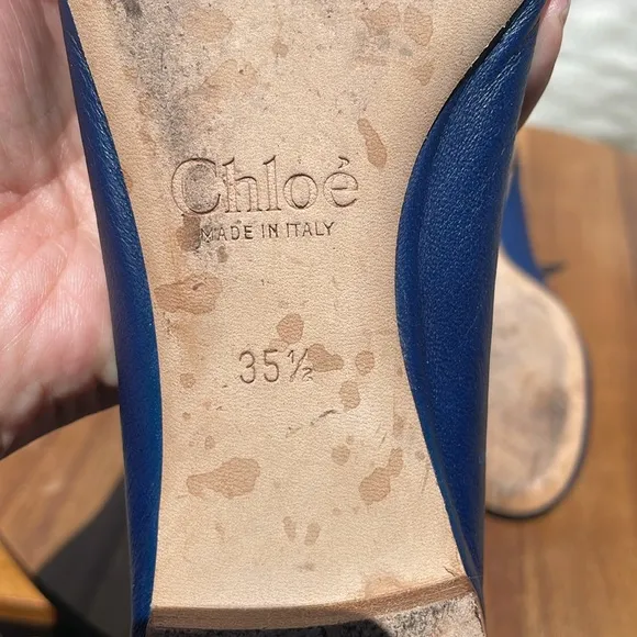 Chloé Women’s Lauren Leather Ballet Flats Dark Blue Size 5.5/35.5