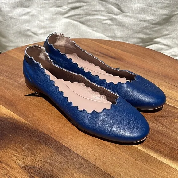 Chloé Women’s Lauren Leather Ballet Flats Dark Blue Size 5.5/35.5