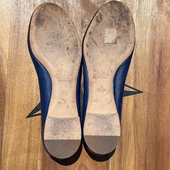 Chloé Women’s Lauren Leather Ballet Flats Dark Blue Size 5.5/35.5