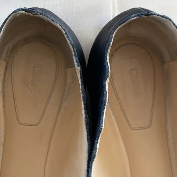 CHLOE ballerina flats. Navy buttery Italian leather.