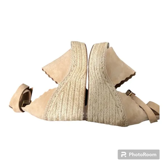 Chloe Cream Espadrille Wedges with Adjustable Ankle Strap