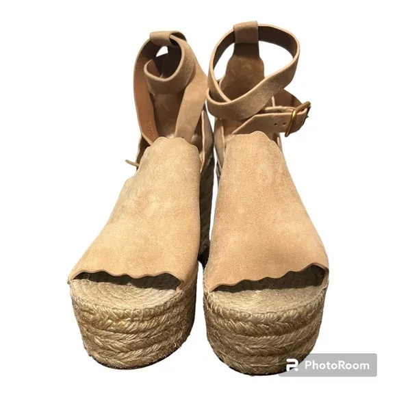 Chloe Cream Espadrille Wedges with Adjustable Ankle Strap