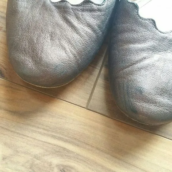 Chloe Lauren Metallic Leather Flats Sz 38