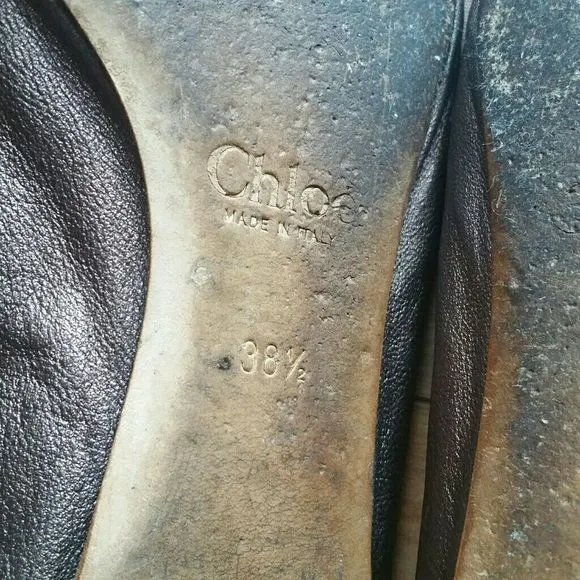 Chloe Lauren Metallic Leather Flats Sz 38