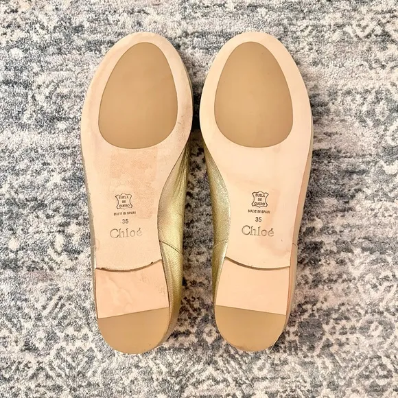 Chloe scalloped leather ballerina flats gold
