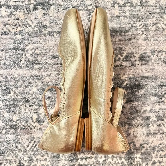 Chloe scalloped leather ballerina flats gold
