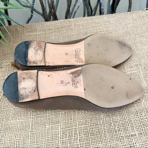 Chloe Suzanna Suede Studded Flats Size 8 Wimen’s