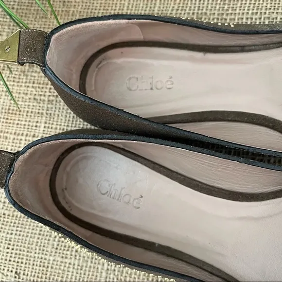 Chloe Suzanna Suede Studded Flats Size 8 Wimen’s