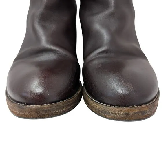 Chloe Tall Riding Boots EU 36 US 6 Brown Mahogany Buckle Accent Flat Heel