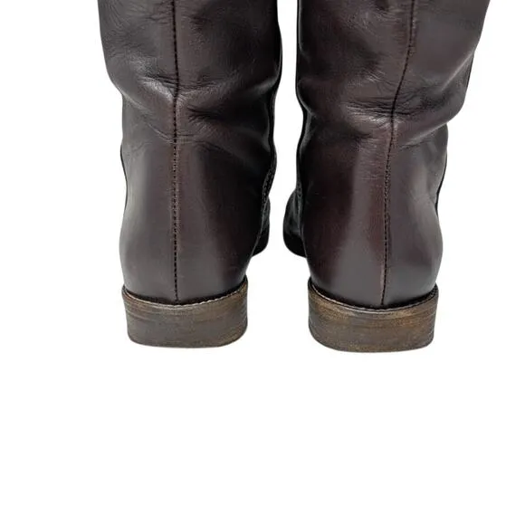 Chloe Tall Riding Boots EU 36 US 6 Brown Mahogany Buckle Accent Flat Heel
