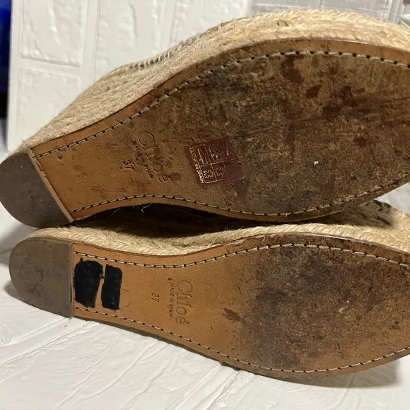 Chloe Women's Beige Espadrille suede Wedges 37