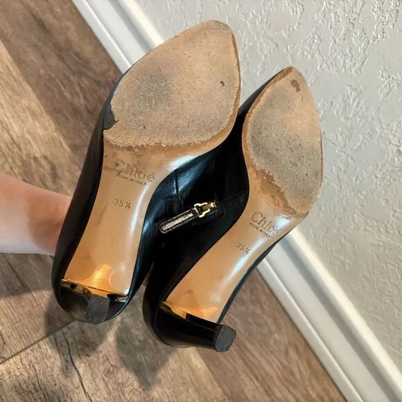 Chloe Size 35.5 Boots Leather Black