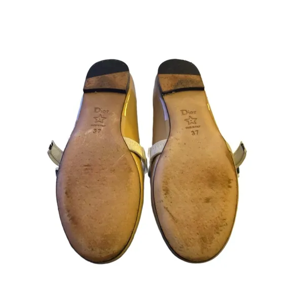 Christian Dior J'Adior and Bow Ribbon Ballet Pumps Patent, Size 7
