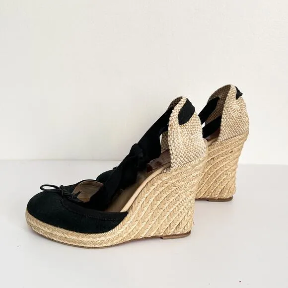 Christian Louboutin Espadrille Wedge Heels Black Size 38/7.5