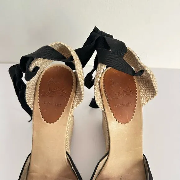 Christian Louboutin Espadrille Wedge Heels Black Size 38/7.5