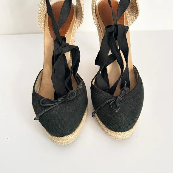 Christian Louboutin Espadrille Wedge Heels Black Size 38/7.5