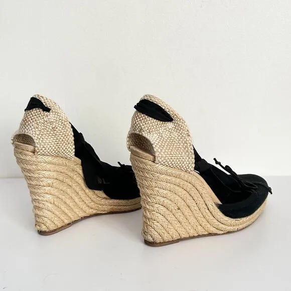 Christian Louboutin Espadrille Wedge Heels Black Size 38/7.5