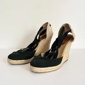 Christian Louboutin Espadrille Wedge Heels Black Size 38/7.5
