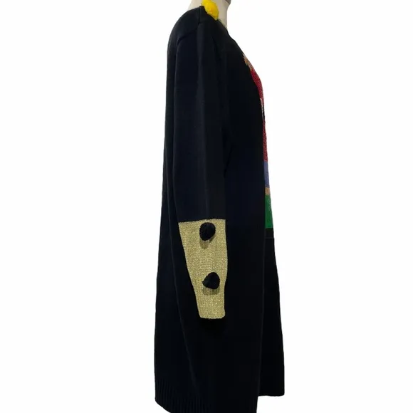 Christmas Dress Luxury Holiday Sweater Dress Nutcrackers Ornaments Sequins Gold