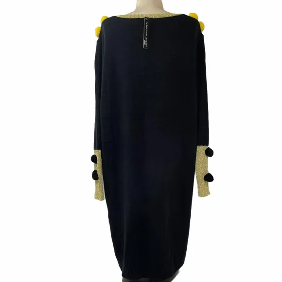 Christmas Dress Luxury Holiday Sweater Dress Nutcrackers Ornaments Sequins Gold