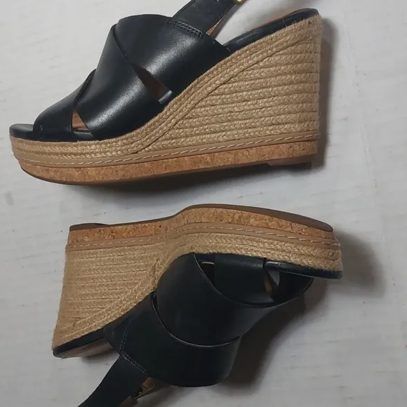 CLARKS Black Platform Wedges Size 8.5