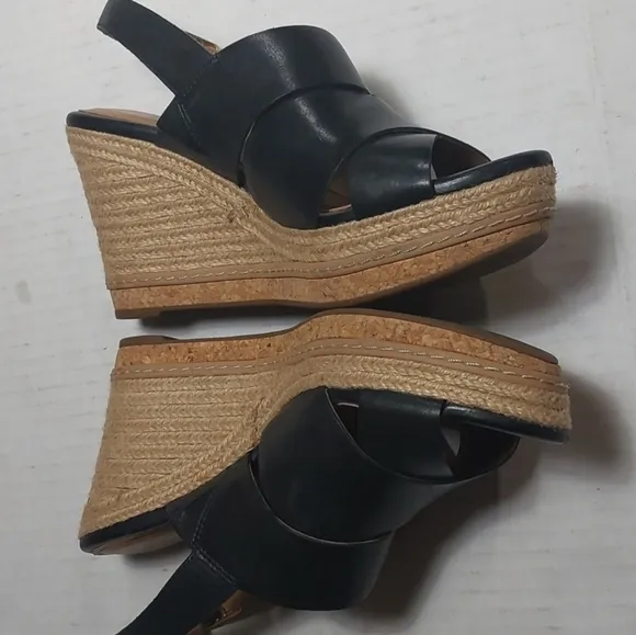 CLARKS Black Platform Wedges Size 8.5