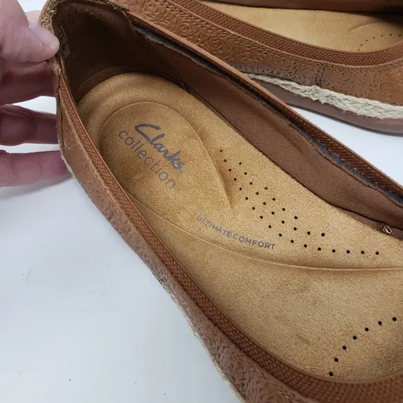 Clark's Elaina Rae boat loafer flat tan leather shoes size 8.5 NEW