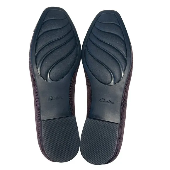 Clarks Juliet Monte Womens 9N Pumps Shoes‎ Iridescent Textured Burgundy Leather