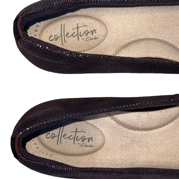 Clarks Juliet Monte Womens 9N Pumps Shoes‎ Iridescent Textured Burgundy Leather