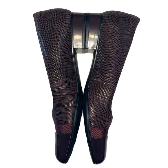 Clarks Juliet Monte Womens 9N Pumps Shoes‎ Iridescent Textured Burgundy Leather