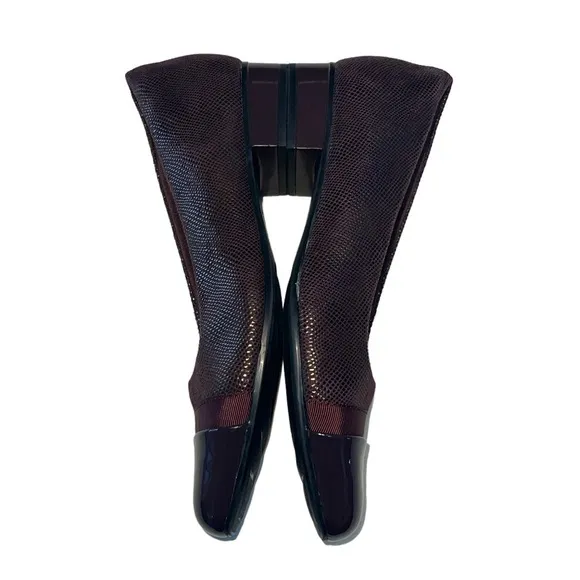 Clarks Juliet Monte Womens 9N Pumps Shoes‎ Iridescent Textured Burgundy Leather