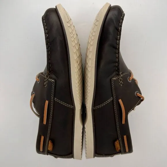 Clarks Mens 641444280 Brown Noonan Lace Up Comfort Nubuck Size 9.5M Boat Shoes