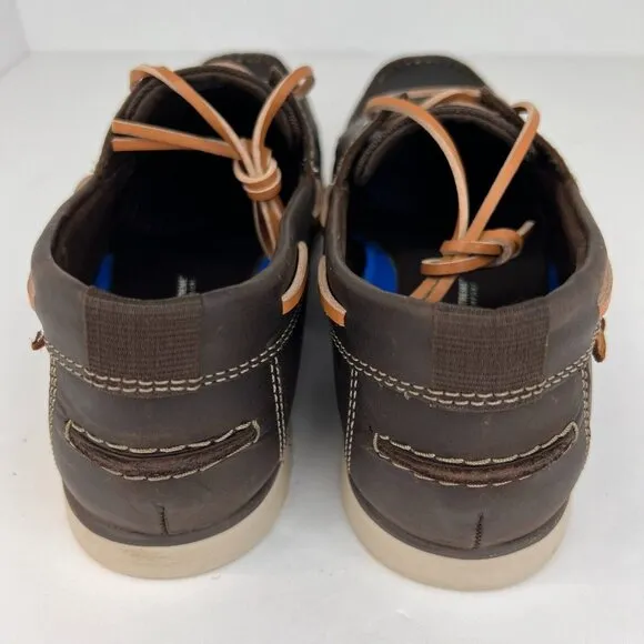 Clarks Mens 641444280 Brown Noonan Lace Up Comfort Nubuck Size 9.5M Boat Shoes