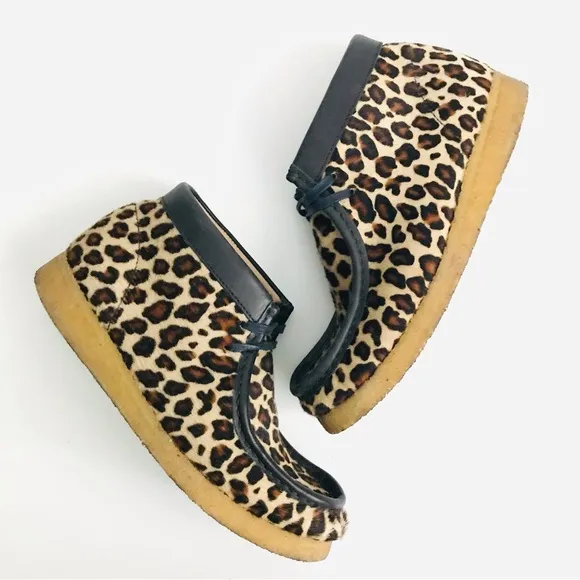 Clarks Originals Made In Italy Wallabee Boots Calf Hair Leopard