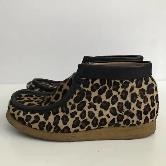 Clarks Originals Made In Italy Wallabee Boots Calf Hair Leopard