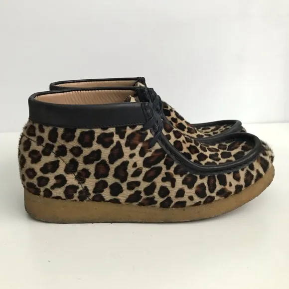 Clarks Originals Made In Italy Wallabee Boots Calf Hair Leopard