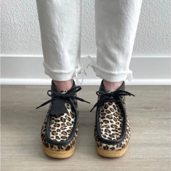 Clarks Originals Made In Italy Wallabee Boots Calf Hair Leopard
