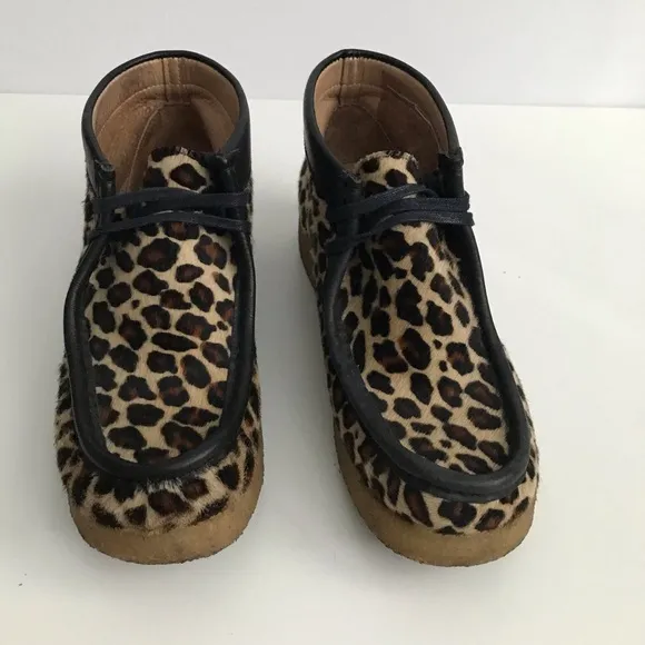 Clarks Originals Made In Italy Wallabee Boots Calf Hair Leopard