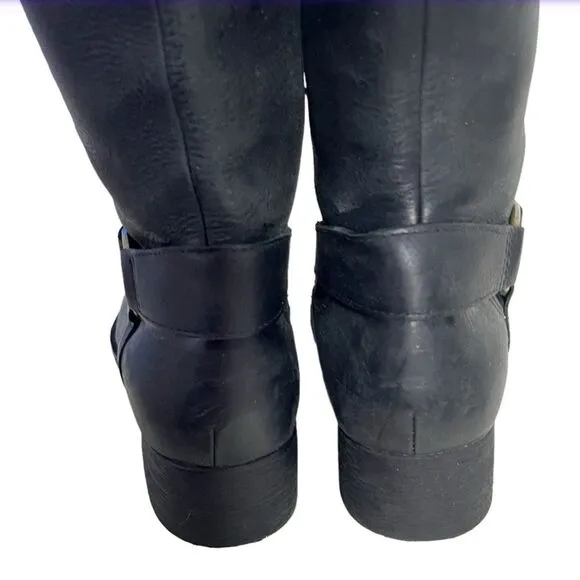 CLARKS Royal Derby Black Leather Boots Low Hell Riding Womens Size 7.5