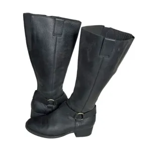 CLARKS Royal Derby Black Leather Boots Low Hell Riding Womens Size 7.5