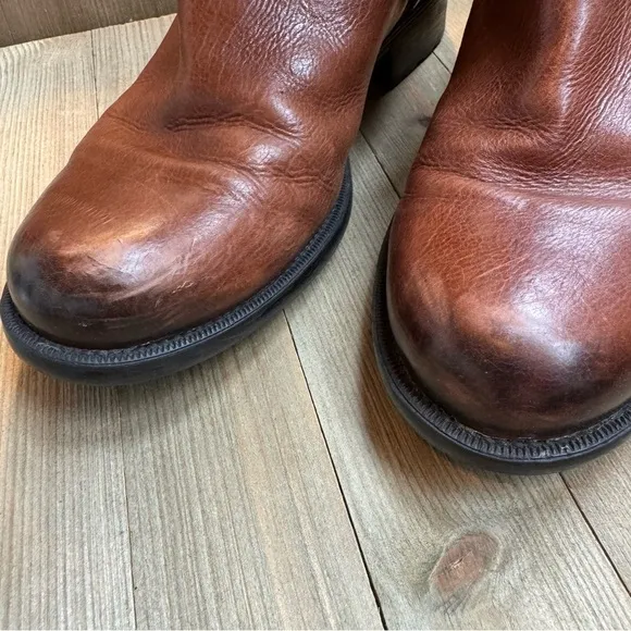 Clarks Tamro Spice Brown Leather Lined Zip Knee Boots Rubber Tread Low Heel 7.5