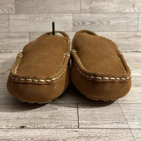 CLARKS Tan and Cream Suede Fur Lined Moccasins Size 8 NWOT