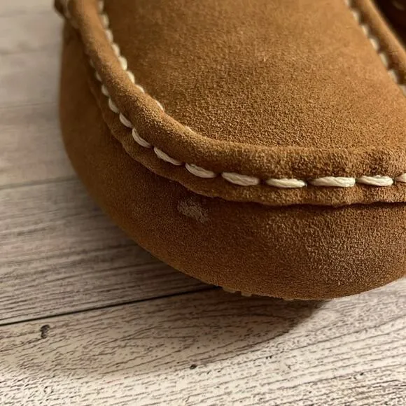 CLARKS Tan and Cream Suede Fur Lined Moccasins Size 8 NWOT